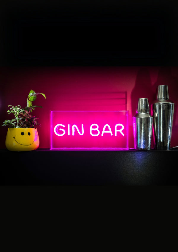 Pink Gin Bar Neon LED Acrylic Lightbox
