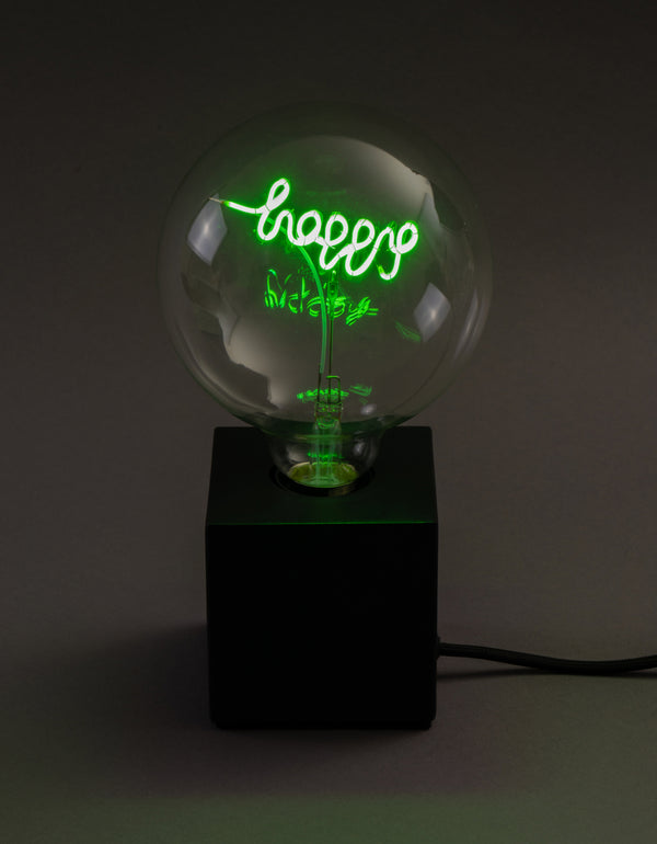 Green Happy LED Message In A Bulb Table Set
