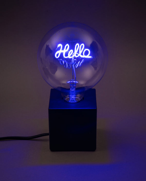 Blue Hello LED Message in a Bulb Table Set