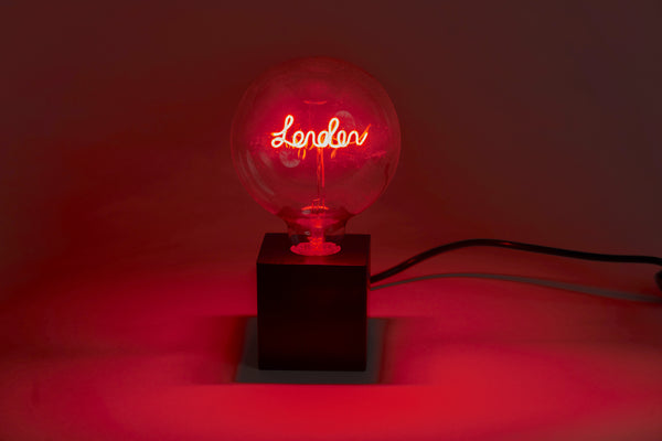 Red London Hello LED Message in a Bulb Table Set