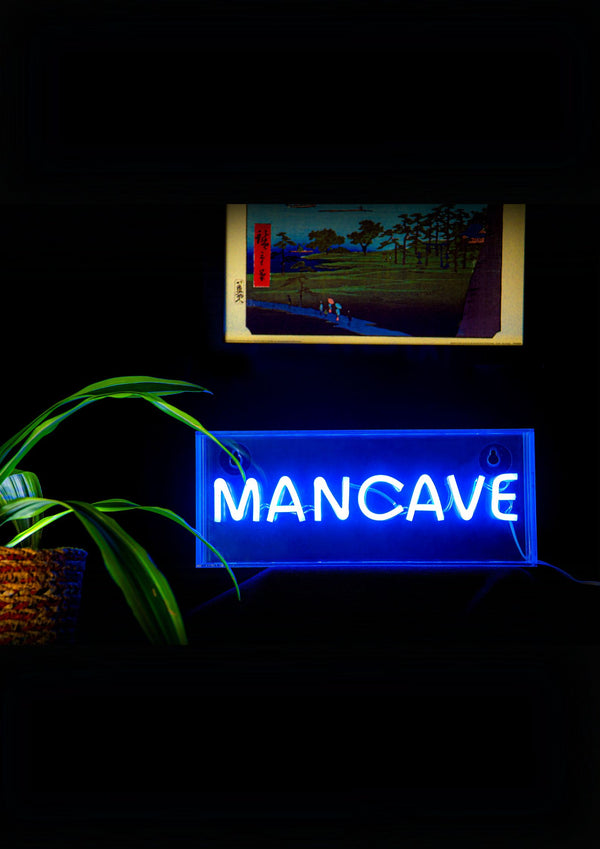 Blue Mancave Neon Sign
