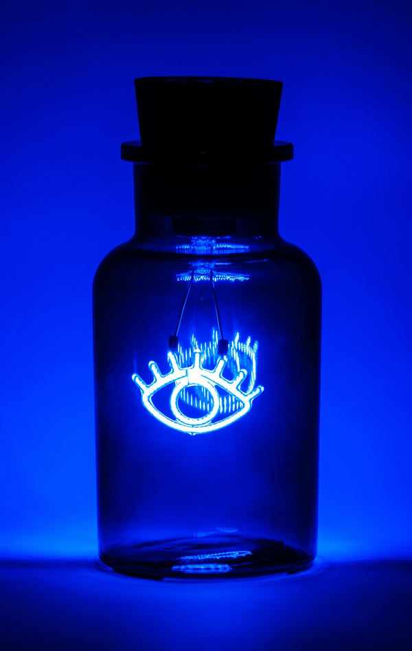Blue Eye Neon Light in Glass Bottle