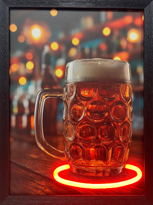 LED Neon Framed Wall Art – Beer Glass