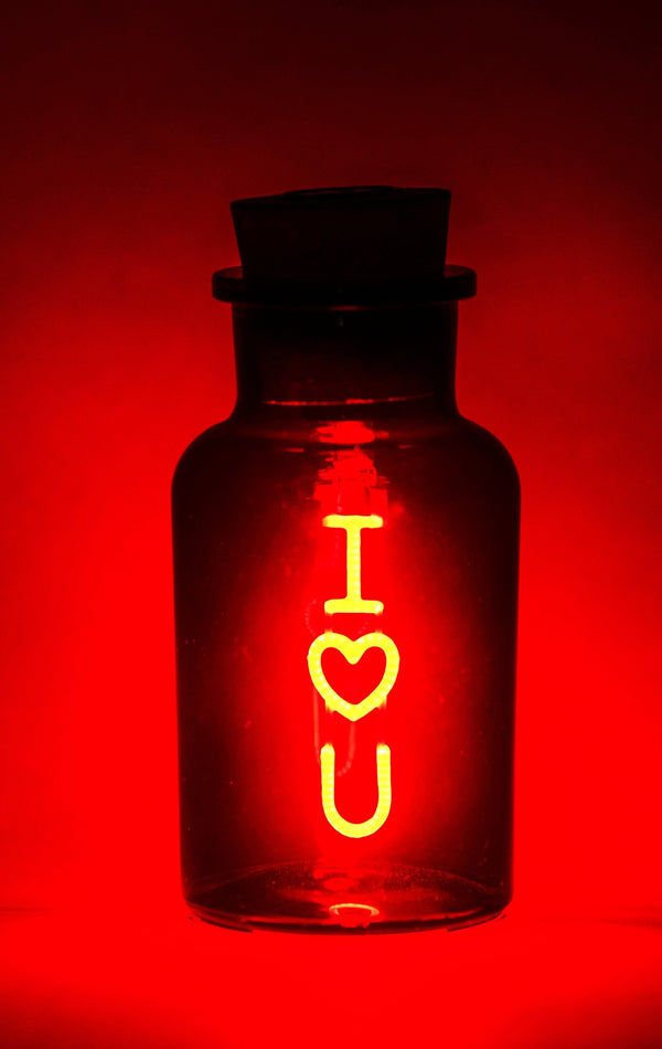 I love you Neon Light in Glass Bottle