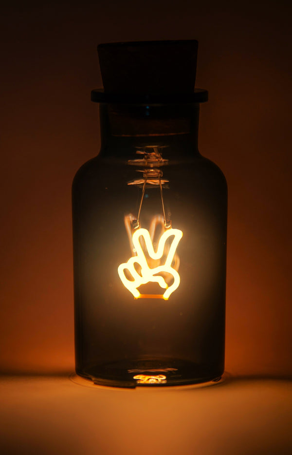 Peace Neon Light in Glass Bottle