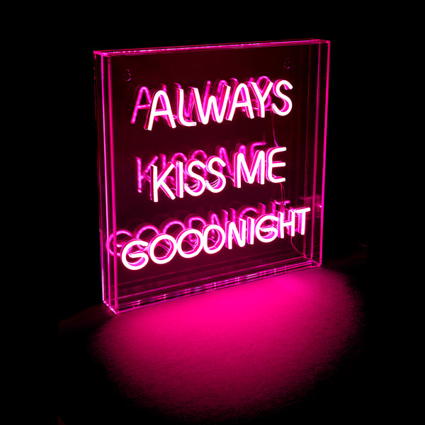 Ultimate LED Neon Always Kiss Me Goodnight Light Box – Add a Touch of Fun & Funky to Any Space!
