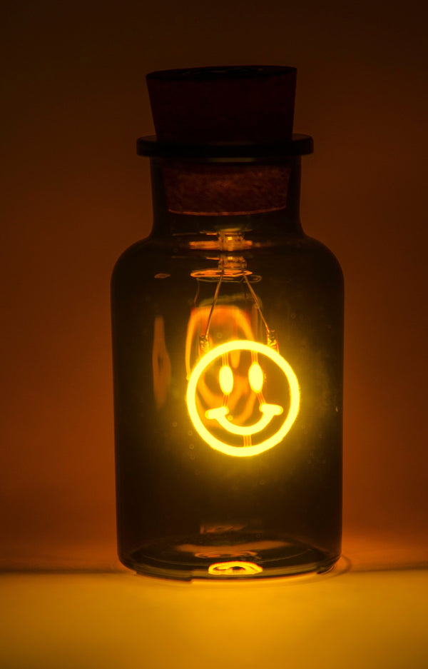 Smiley Neon Light in Glass Bottle