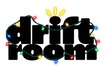 Driftroom logo wrapped in colourful Christmas lights