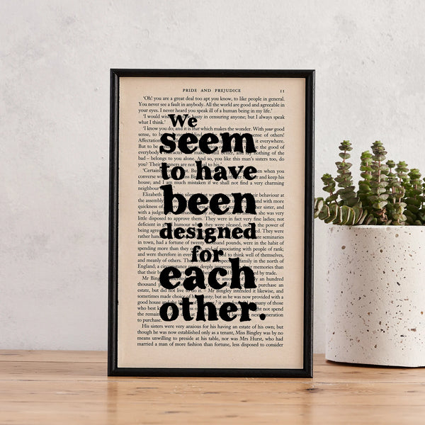 Book Page Print: Designed for each other (Pride & Prejudice)