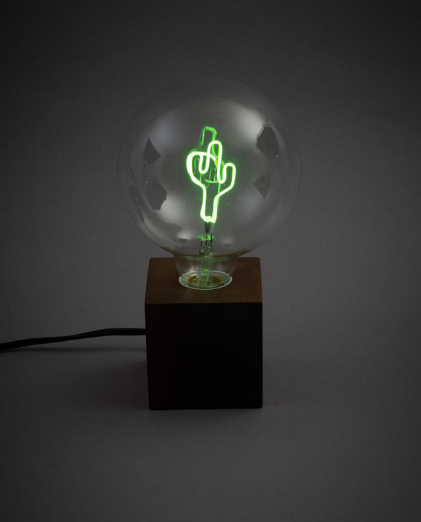 Green Cactus LED Message in a Bulb Table Set