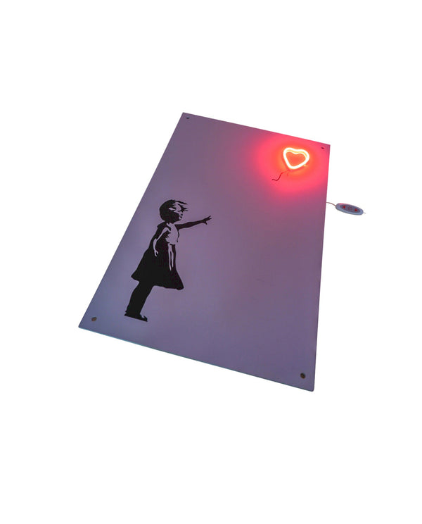 Girl with Balloon Neon Canvas Art