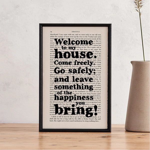 Book Page Print: Welcome To My House (Dracula)