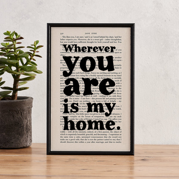 Book Page Print: Wherever You Are Is My Home (Jane Eyre)