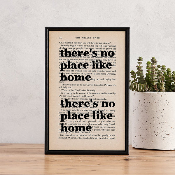 Book Page Print: There's no place like home (Wizard of Oz)