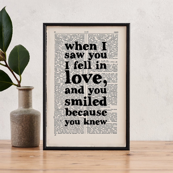 Book Page Print: When I Saw You I Fell in Love